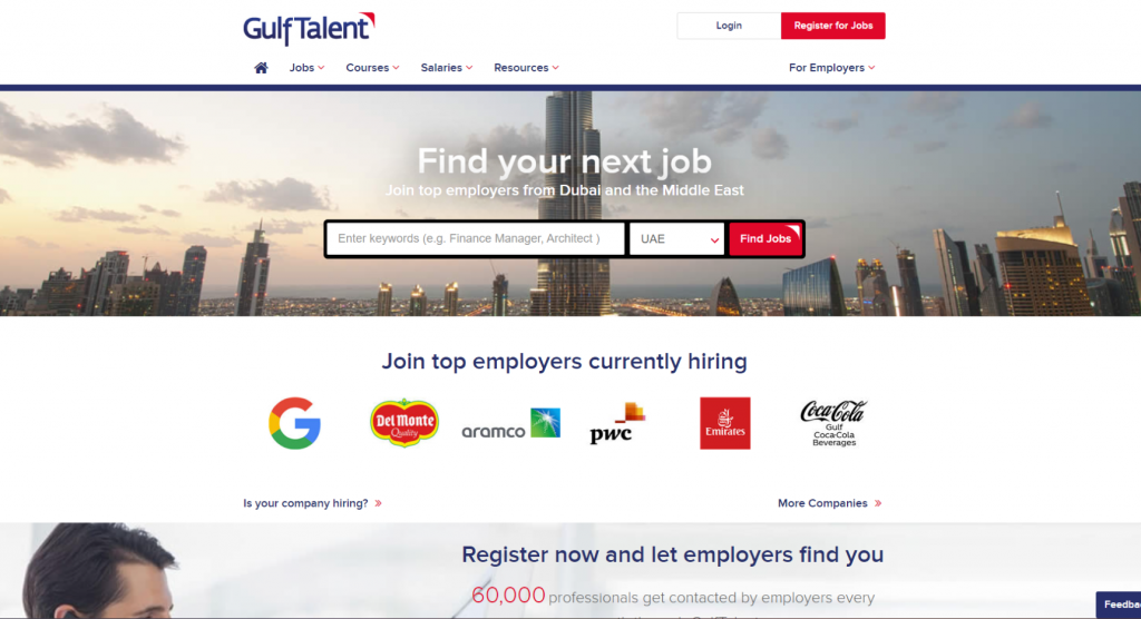 GulfTalent homepage uploaded on our blog - Top Job Sites in Dubai
